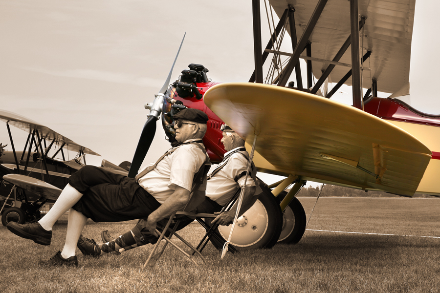 Bruce and Bob relaxing during the Barnstormers Air Tour